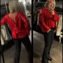 Blouse paillettes rouge nœud dans le dos